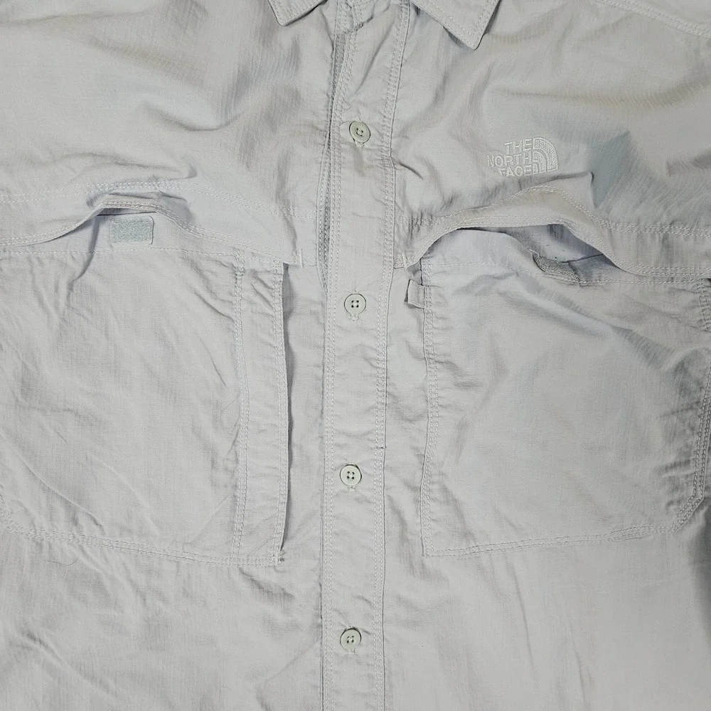 The North Face Mens XL Long Sleeve Hiking Shirt Blue Ventilated Fishing Trail‎